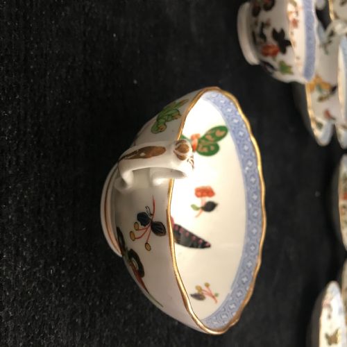 MINTON HANDPAINTED CUPS AND SAUCERS IN BUTTERFLY PATTERN 1860 SET OF 12 - ADDITIONAL PHOTO 8