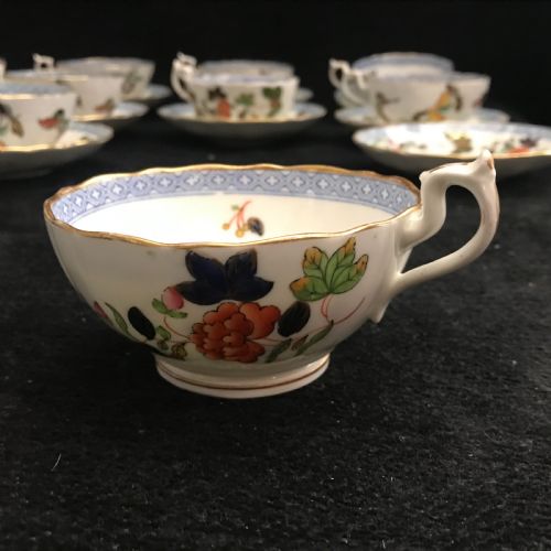 MINTON CUPS AND SAUCERS IN BUTTERFLY PATTERN 1860 SET OF 8 - ADDITIONAL PHOTO 5