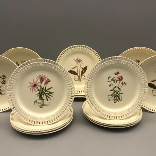 minton creamware botanical dessert service 18601870 - CATEGORY: ANTIQUE CERAMICS - DATED VICTORIAN