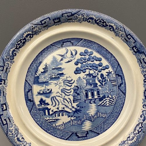 STAFFORDSHIRE BLUE AND WHITE CHEESE DOME IN WILLOW PATTERN 18351845 - ADDITIONAL PHOTO 4