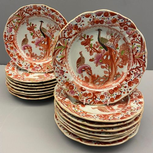 MASONS IRONSTONE DESSERT SERVICE IN LONGTAIL BIRD PATTERN 18131820 - ADDITIONAL PHOTO 1
