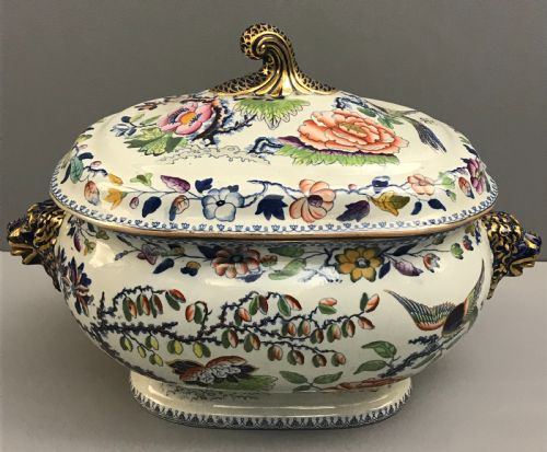 hicks meigh ironstone soup tureen in flying bird pattern 18151820 - CATEGORY: ANTIQUE CERAMICS - DATED REGENCY