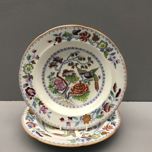 MASONS IRONSTONE BOWLS IN FLYING BIRD PATTERN 1870 SET OF 10 - ADDITIONAL PHOTO 1
