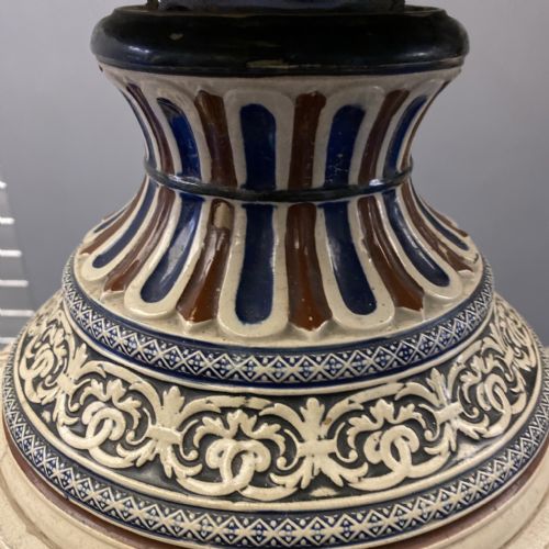 GERMAN METTLACH POTTERY JARDINIERES ON PEDESTALS 1870 - ADDITIONAL PHOTO 9