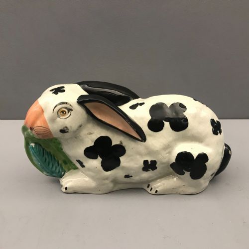 rare staffordshire rabbit 18401850 - CATEGORY: ANTIQUE CERAMICS - DATED VICTORIAN
