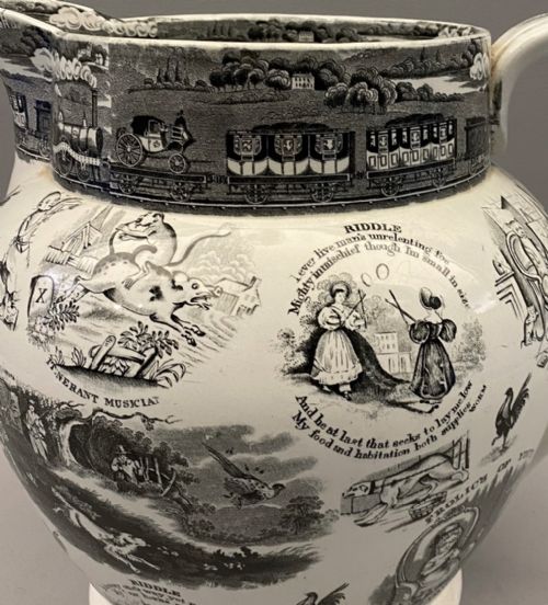 STAFFORDSHIRE FROLICS OF YOUTH JUG IN BLACK TRANSFER 1840 - ADDITIONAL PHOTO 2