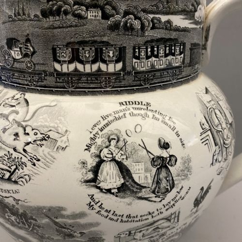 STAFFORDSHIRE FROLICS OF YOUTH JUG IN BLACK TRANSFER 1840 - ADDITIONAL PHOTO 4
