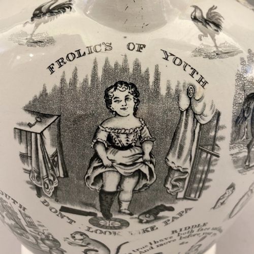 STAFFORDSHIRE FROLICS OF YOUTH JUG IN BLACK TRANSFER 1840 - ADDITIONAL PHOTO 5