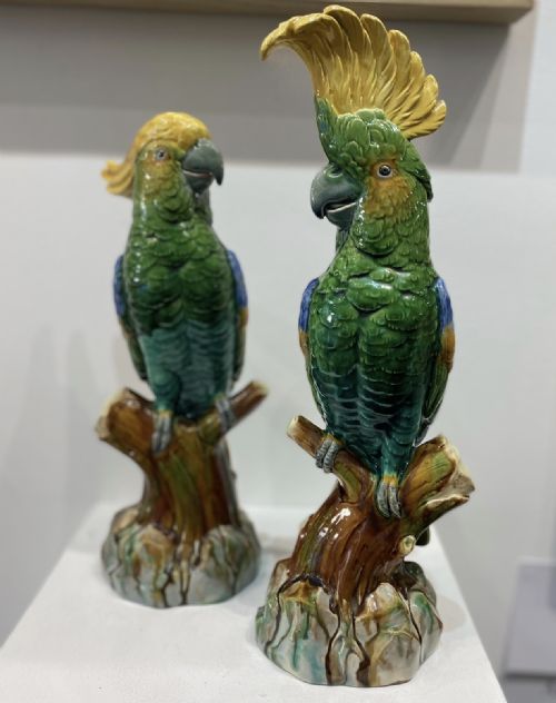 pair of minton parrots 1870 - CATEGORY: ANTIQUE CERAMICS - DATED VICTORIAN