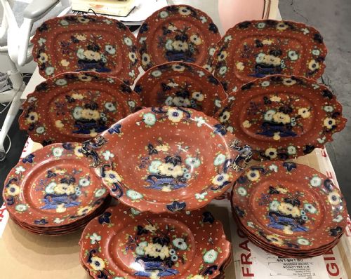 rare thomas dimmock flow blue clobbered dessert service 18451850 - CATEGORY: ANTIQUE PLATES - DATED VICTORIAN