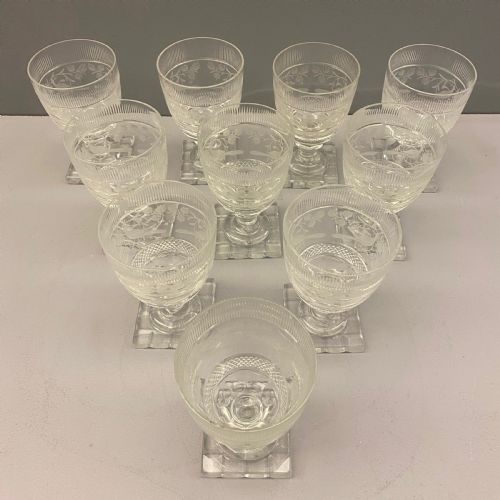 VICTORIAN ENGRAVED AND CUT RED WINE GLASSES SET OF 10 18801890 - ADDITIONAL PHOTO 1