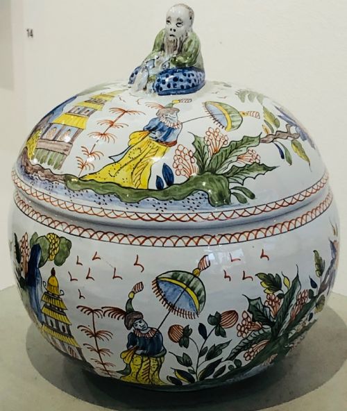 ROUEN FRENCH FAIENCE BOWL IN CHINOISERIE PATTERN 1870 - ADDITIONAL PHOTO 2