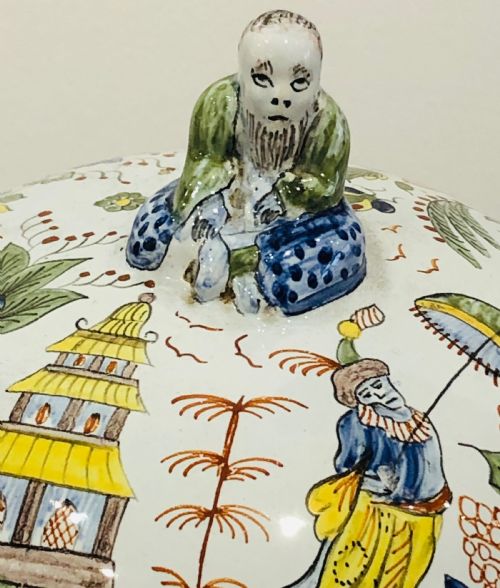 ROUEN FRENCH FAIENCE BOWL IN CHINOISERIE PATTERN 1870 - ADDITIONAL PHOTO 3