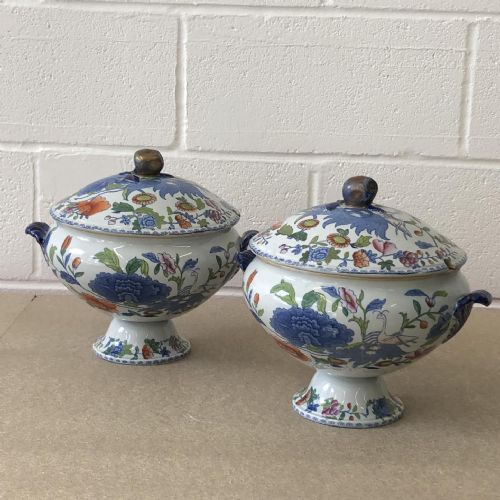 PR OF MASONS IRONSTONE SOUP TUREENS GRASSHOPPER PATTERN 18131820 - ADDITIONAL PHOTO 1