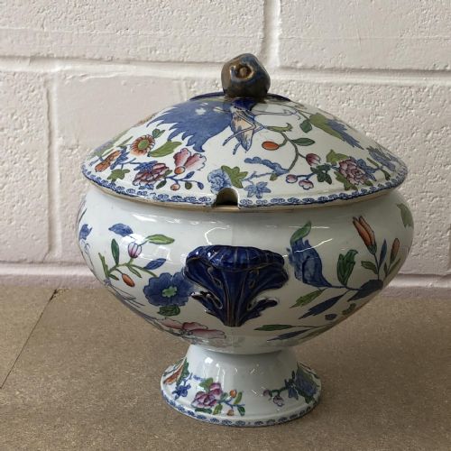 PR OF MASONS IRONSTONE SOUP TUREENS GRASSHOPPER PATTERN 18131820 - ADDITIONAL PHOTO 3