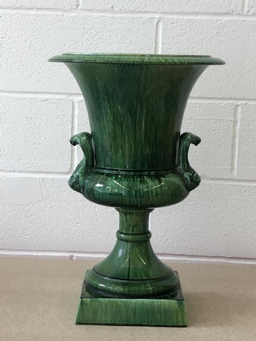 AN UNUSAL LARGE GREEN GLAZED CAMPANA URN CIRCA 1870 - ADDITIONAL PHOTO 1