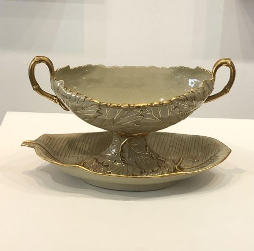 WEDGWOOD DRAB WARE COMPORT ON LEAF STAND 181520 - ADDITIONAL PHOTO 1