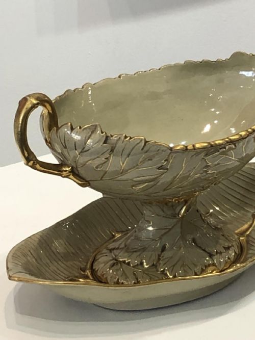 WEDGWOOD DRAB WARE COMPORT ON LEAF STAND 181520 - ADDITIONAL PHOTO 5