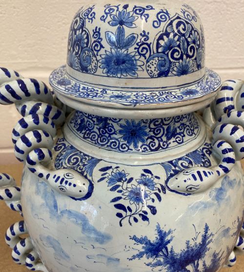 LARGE DELFT VASE WITH TWISTED HANDLES 1850 - ADDITIONAL PHOTO 6