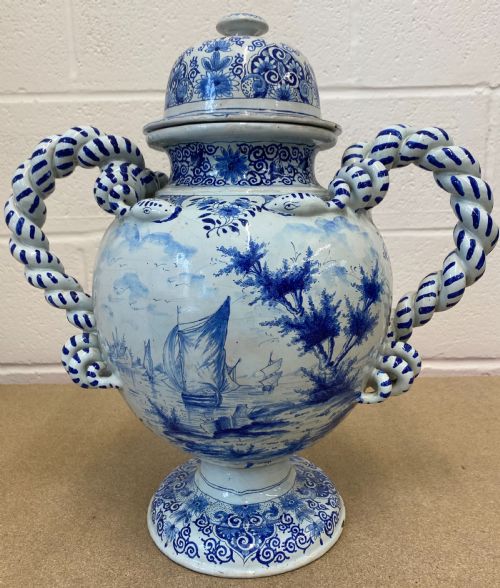 LARGE DELFT VASE WITH TWISTED HANDLES 1850 - ADDITIONAL PHOTO 8
