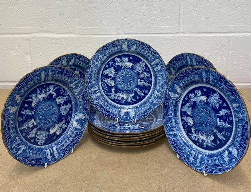 SET OF 12 HERCULANEUM GREEK PATTERN DINNER PLATES 18151820 - ADDITIONAL PHOTO 5