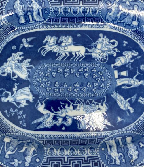 A PAIR OF HERCULANEUM BLUE AND WHITE GREEK PATTERN PLATTERS 18051815 - ADDITIONAL PHOTO 2