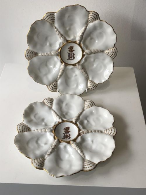 pr of limoges oyster plates 187080 - CATEGORY: ANTIQUE CERAMICS - DATED 19TH CENTURY