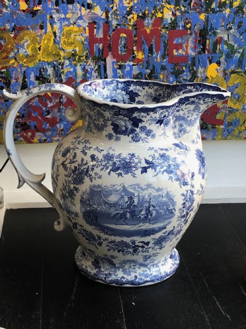 an exceptionally large blue and white transferware jug shop window display piece - CATEGORY: ANTIQUE JUGS - DATED REGENCY