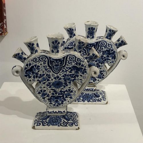 rare pair of dutch delft tulipieres 17901810 - CATEGORY: ANTIQUE CERAMICS - DATED GEORGIAN
