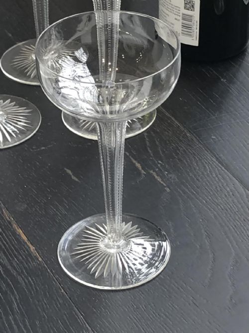 SET OF 11 EXTRA TALL HOLLOW STEMMED CHAMPAGNE COUPES 18901910 - ADDITIONAL PHOTO 1