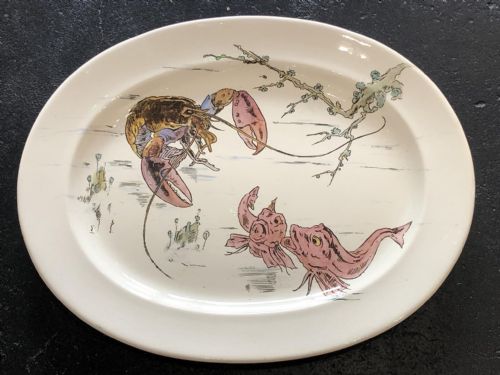 RATHER FANTASTIC LARGE PLATTER WITH LOBSTER AND FISH BROWNFIELD WEST HEAD AND MOORE 1870 - ADDITIONAL PHOTO 1