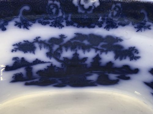 A RARE WHAMPOA PATTERN FLOW BLUE FOOTBATH 1840 - ADDITIONAL PHOTO 3
