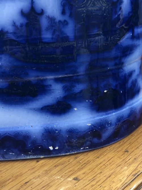 A RARE WHAMPOA PATTERN FLOW BLUE FOOTBATH 1840 - ADDITIONAL PHOTO 5