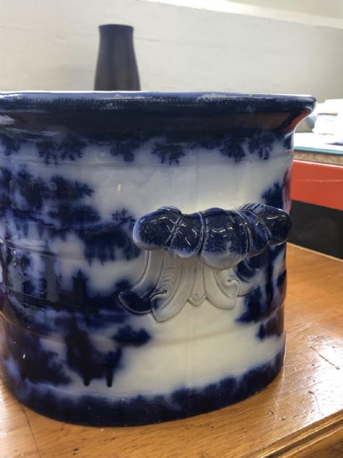 A RARE WHAMPOA PATTERN FLOW BLUE FOOTBATH 1840 - ADDITIONAL PHOTO 6