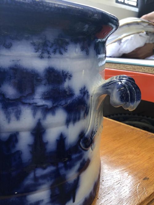 A RARE WHAMPOA PATTERN FLOW BLUE FOOTBATH 1840 - ADDITIONAL PHOTO 7