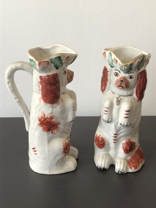 PR OF VICTORIAN STAFFORDSHIRE DOG JUGS 1870 - ADDITIONAL PHOTO 1