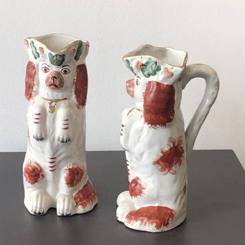 PR OF VICTORIAN STAFFORDSHIRE DOG JUGS 1870 - ADDITIONAL PHOTO 3