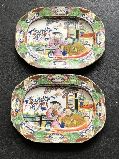 pr of masons ironstone platters mandarin pattern 18131820 - CATEGORY: ANTIQUE CERAMICS - DATED GEORGIAN