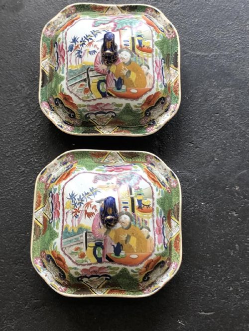 pr of masons vegetable tureens and lids in mandarin pattern 18131820 - CATEGORY: ANTIQUE CERAMICS - DATED GEORGIAN