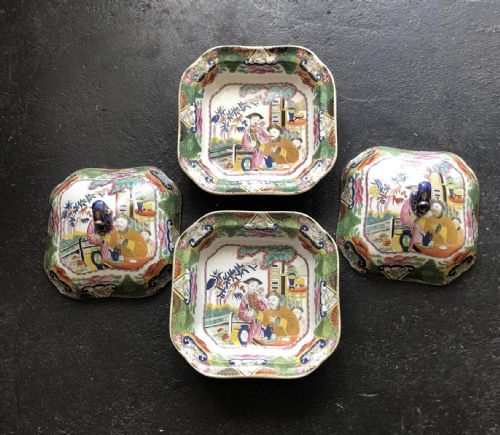 PR OF MASONS VEGETABLE TUREENS AND LIDS IN MANDARIN PATTERN 18131820 - ADDITIONAL PHOTO 4