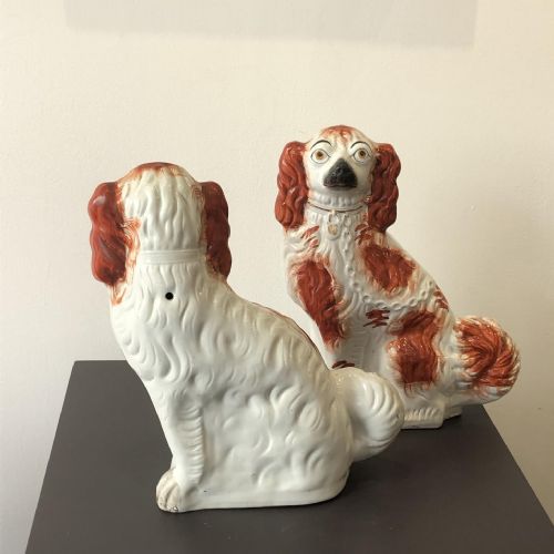 PR OF LARGE RED STAFFORDSHIRE DOGS WITH BUSH TAIL 1870 - ADDITIONAL PHOTO 2