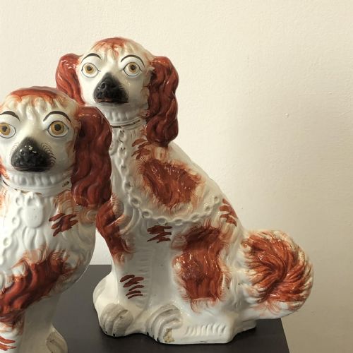 PR OF LARGE RED STAFFORDSHIRE DOGS WITH BUSH TAIL 1870 - ADDITIONAL PHOTO 3