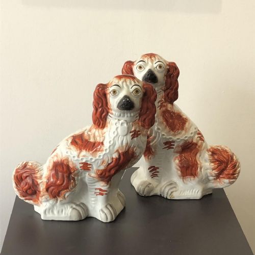 PR OF LARGE RED STAFFORDSHIRE DOGS WITH BUSH TAIL 1870 - ADDITIONAL PHOTO 4