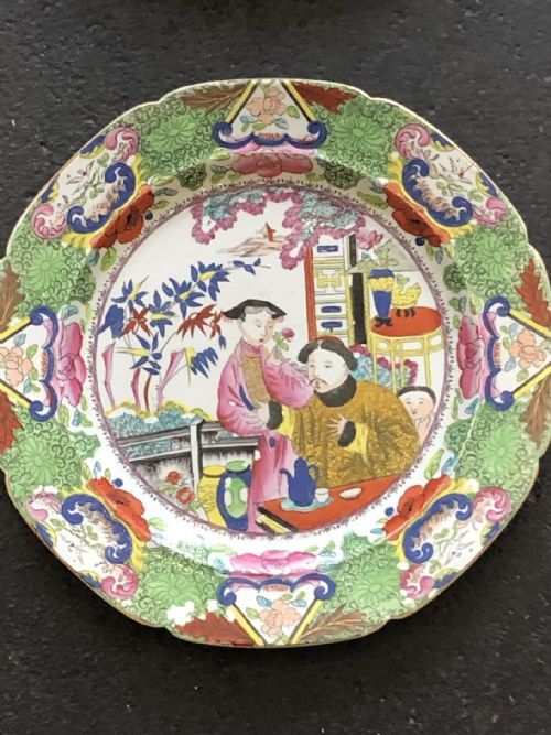 set of 10 masons ironstone dinner plates in mogul pattern 18131820 - CATEGORY: ANTIQUE CERAMICS - DATED GEORGIAN