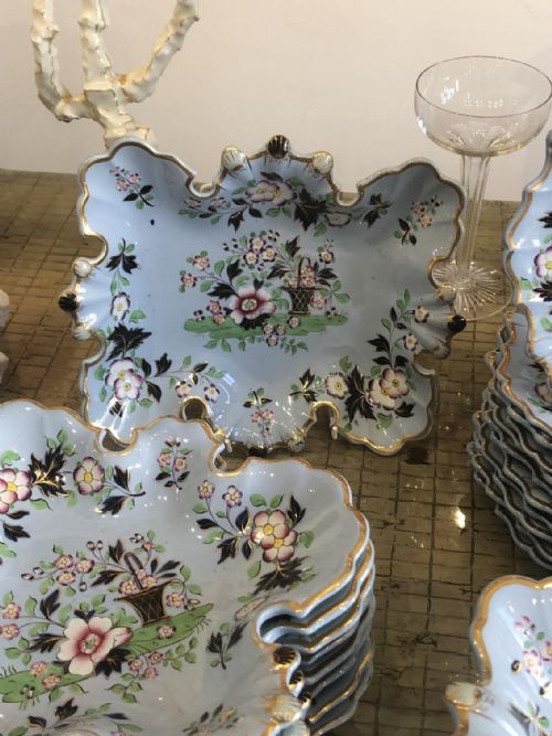 AN EXCEPTIONAL BLUE DRAB AND ENAMELLED DESSERT SERVICE RIDGWAY 1840 - ADDITIONAL PHOTO 7