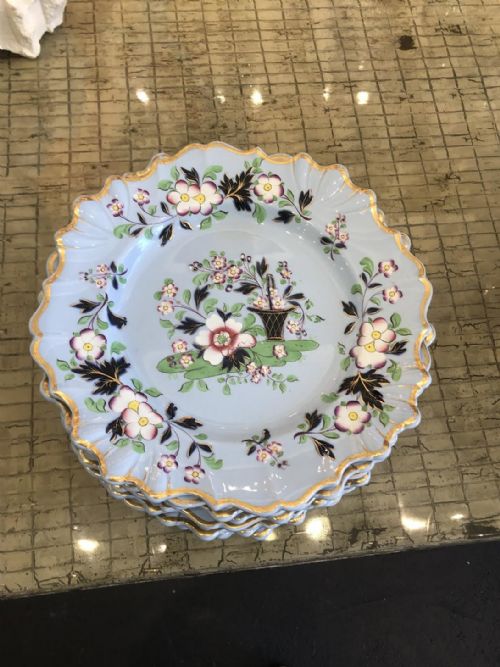 set of 18 ridgway dessert plates in blue drab 1845 - CATEGORY: ANTIQUE PLATES - DATED VICTORIAN