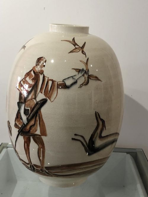 1920'S VASE DRILLED FOR A LAMP - ADDITIONAL PHOTO 1