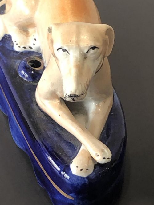 PR OF LARGE STAFFORDSHIRE GREYHOUND PEN HOLDERS CIRCA 1850 - ADDITIONAL PHOTO 2