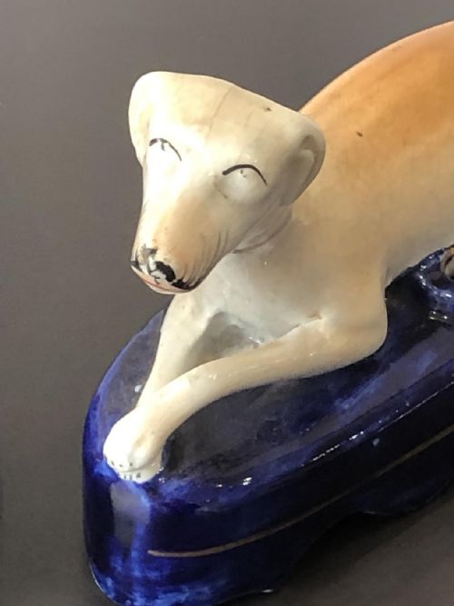 PR OF LARGE STAFFORDSHIRE GREYHOUND PEN HOLDERS CIRCA 1850 - ADDITIONAL PHOTO 4