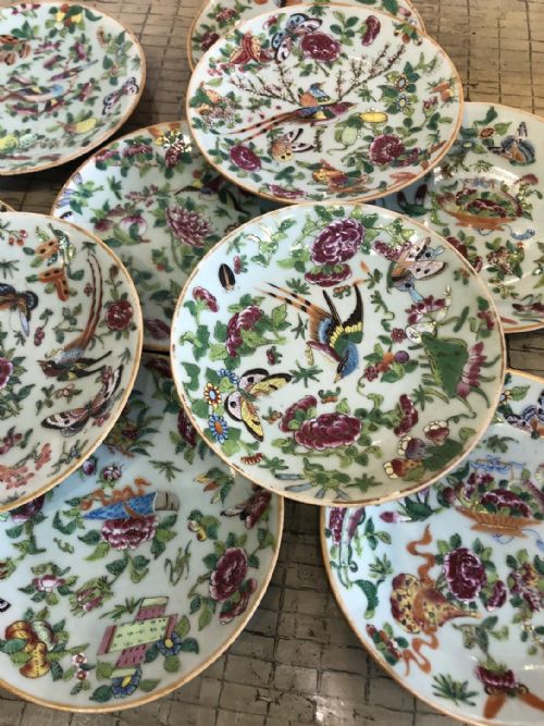 set of 10 celadon enamelled plates circa 186070 - CATEGORY: ANTIQUE PLATES - DATED VICTORIAN
